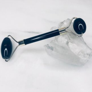 black obsidian & titanium facial roller