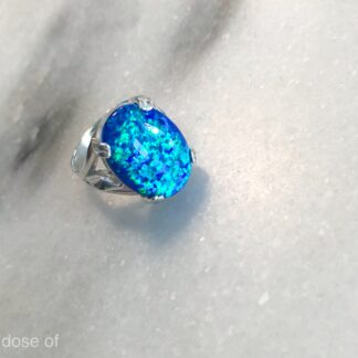 the dreamer's heirloom blue opal ring hand set in solid sterling silver