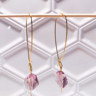 'on point' collection: ice cut gold amethyst ear hooks with Swarovski Crystals, 14k gold & 14k gold fill