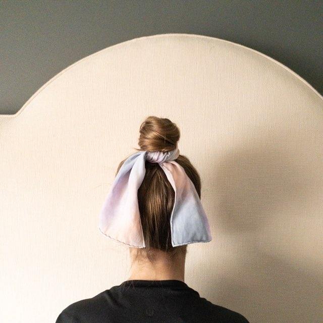 artisan crafted French dyed silk hair scarf