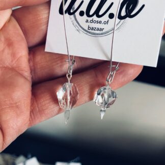 'on point' collection: cosmic diamond ear hooks with Swarovski Crystals, sterling silver