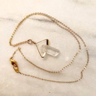 the drip drop raw crystal & 14k gold pendant