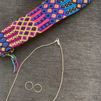 Sexy Summer Set 3 piece: Solid 14K Gold Filled Huggie Hoops, Solid 14K Gold Filled Huggie Chain & Artisan Crafted Wide Bracelet with Gold A.D.O. Charm