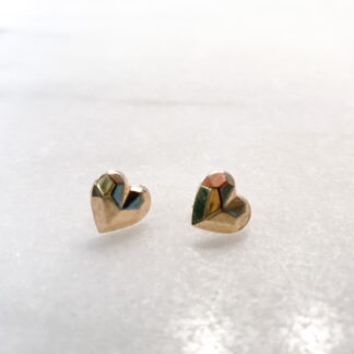 Origami Heart Studs in 14K Solid Gold Fill