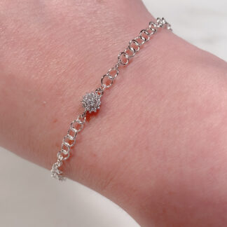 The Dainty + Delicate Bracelet in solid 14kt White Gold Fill, Sterling Silver + Crystal