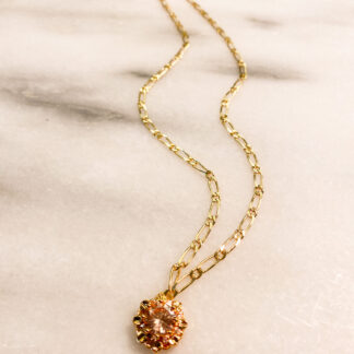 Brilliant Bloom Pendant Necklace in solid 18kt Gold Fill + Grand Radiant Crystal