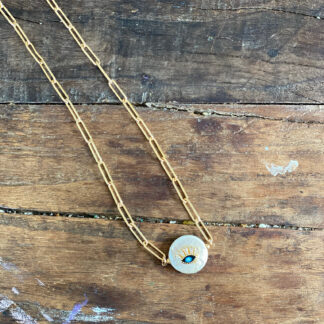 20/20 Vision Necklace: Evil Eye Large Pearl Edition in Solid 14kt Gold Fill