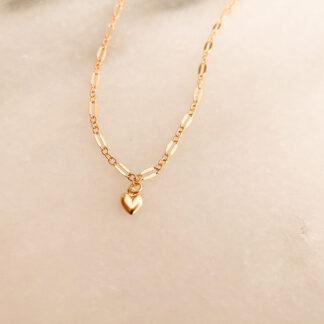 Solid 14kt Gold Heart Fossil Charm + Necklace